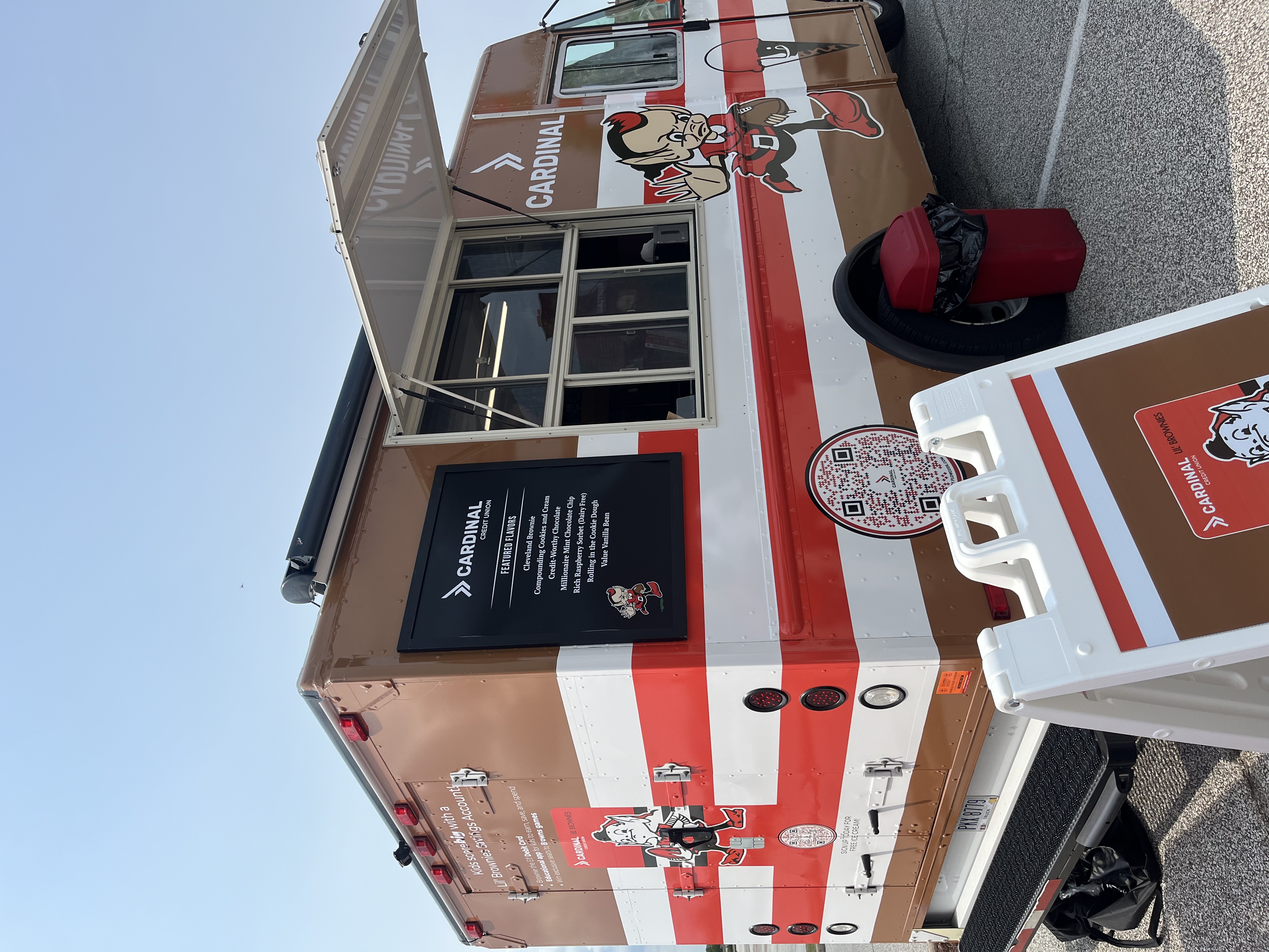 Browns and Cardinal Credit Union ice cream truck,